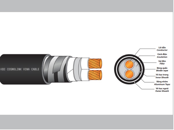 0.6/1KV CÁP MULLER 2 LÕI 0.6/1KV - CU / XLPE (PVC) / ATA / PVC
