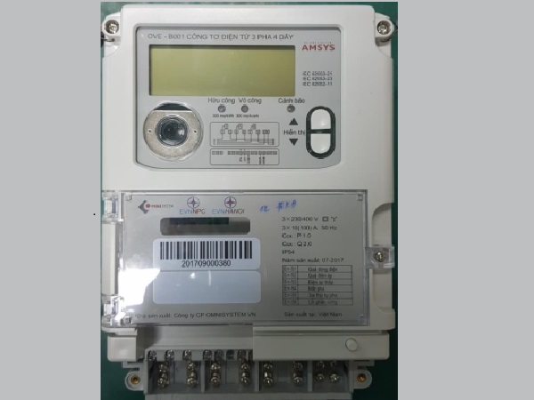 Công tơ điện tử 3 pha 4 dây - biểu 1giá - Trực tiếp : OVE-B001